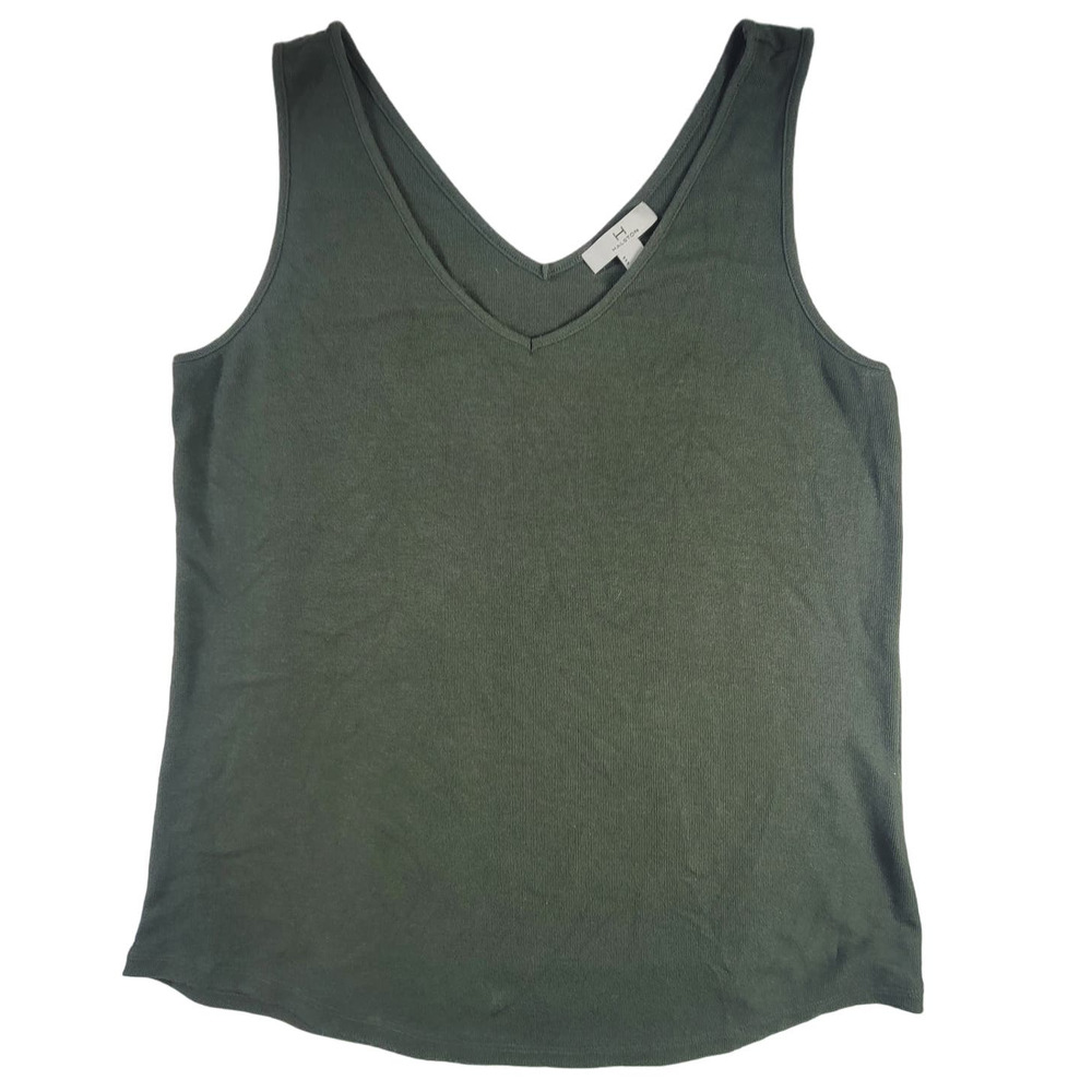 Halston Green V Neck Knit Tank Top Woman's Size M